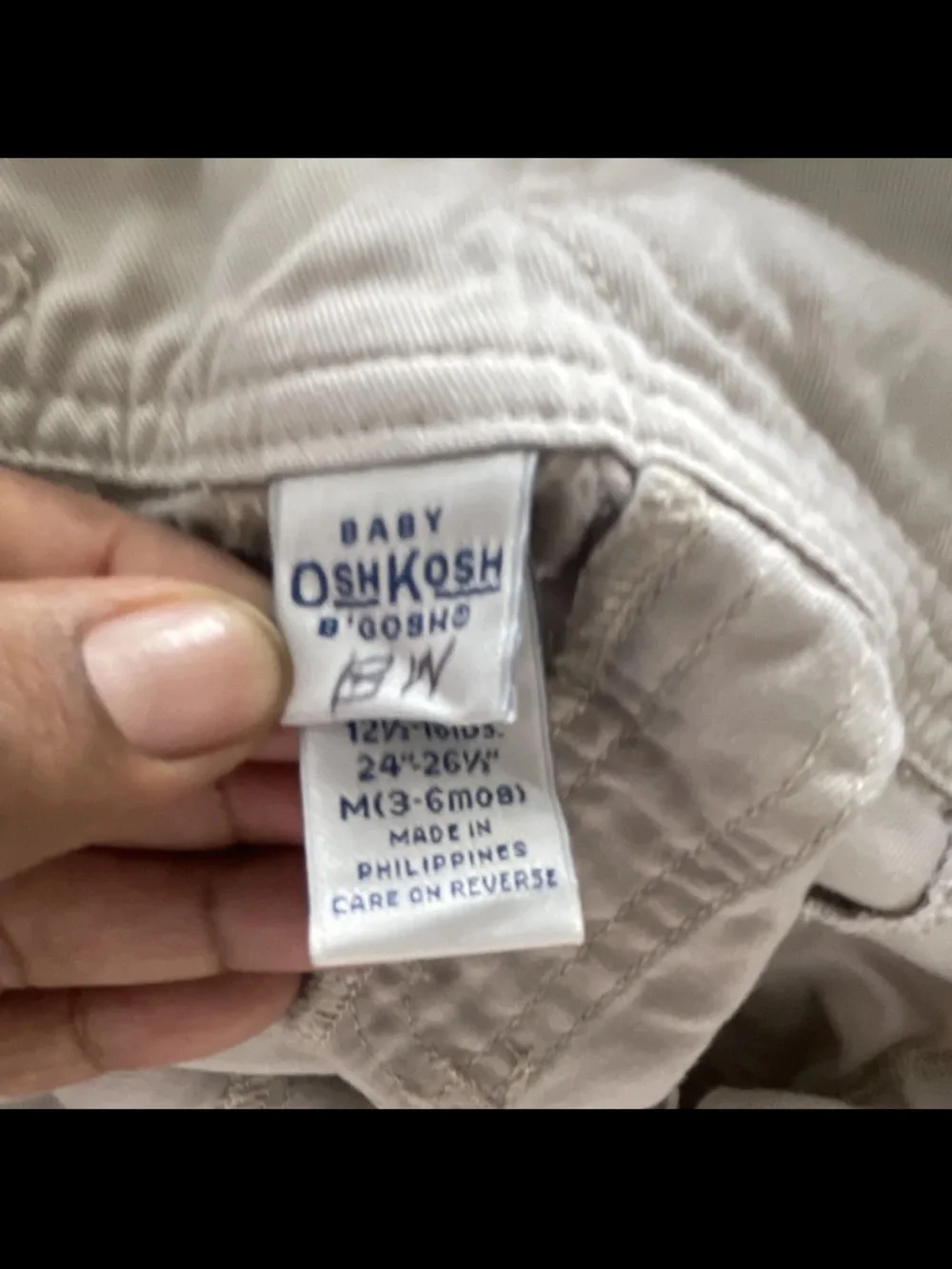 OshKosh B'gosh Cream Overalls with Blue & Red Shirt